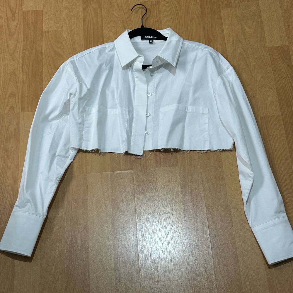 SER.O.YA White Cropped Button-Down Shirt